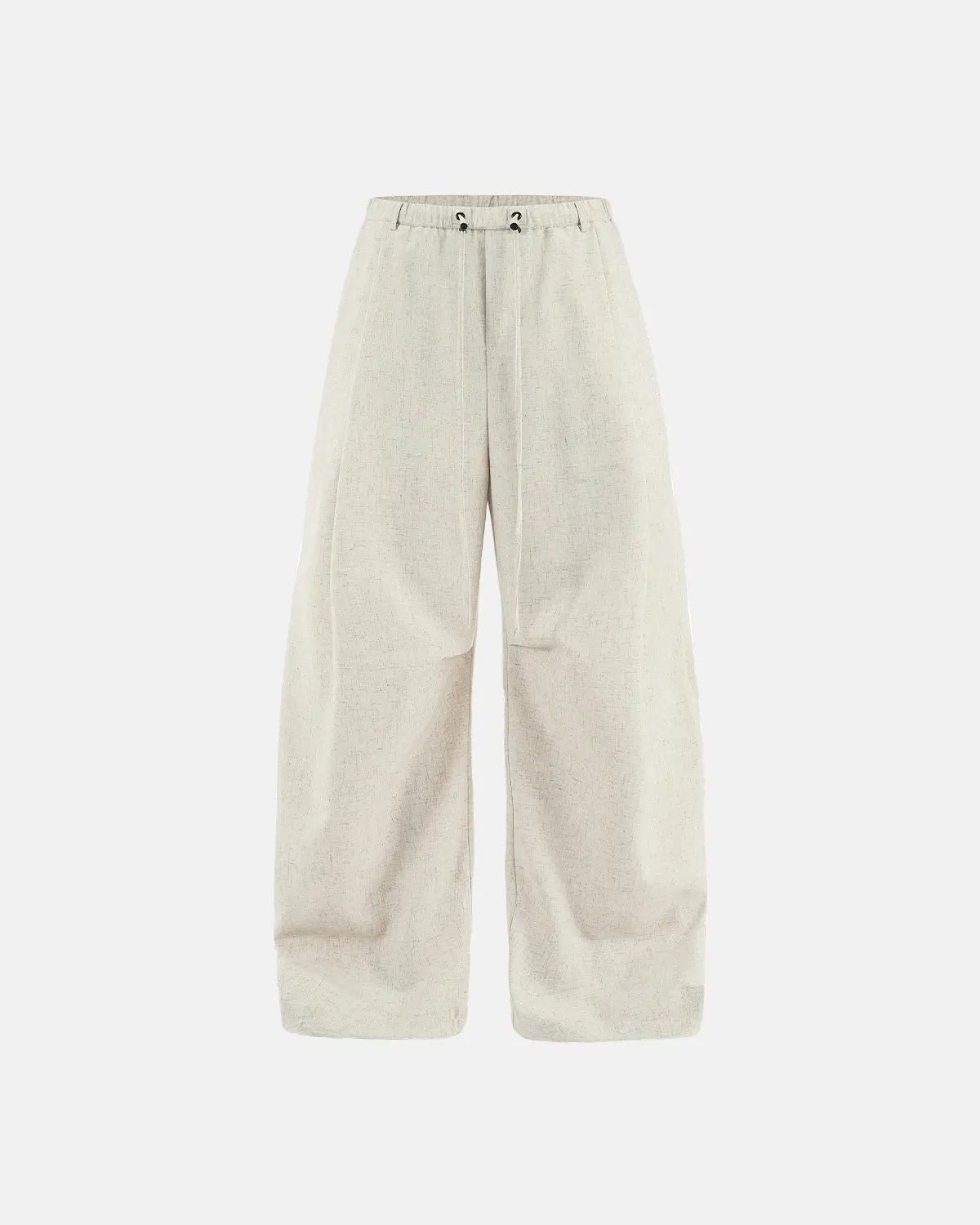 Light beige cotton linen wide-leg pants by INFLATION Streetwear, featuring a relaxed fit and flowing wide-leg design.