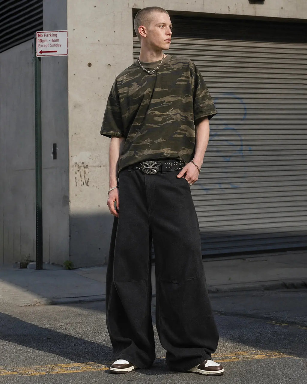 Raw Baggy Barrel Jeans by INFLATION, featuring loose fit, distressed detailing, and classic denim texture on a casual streetwear style.