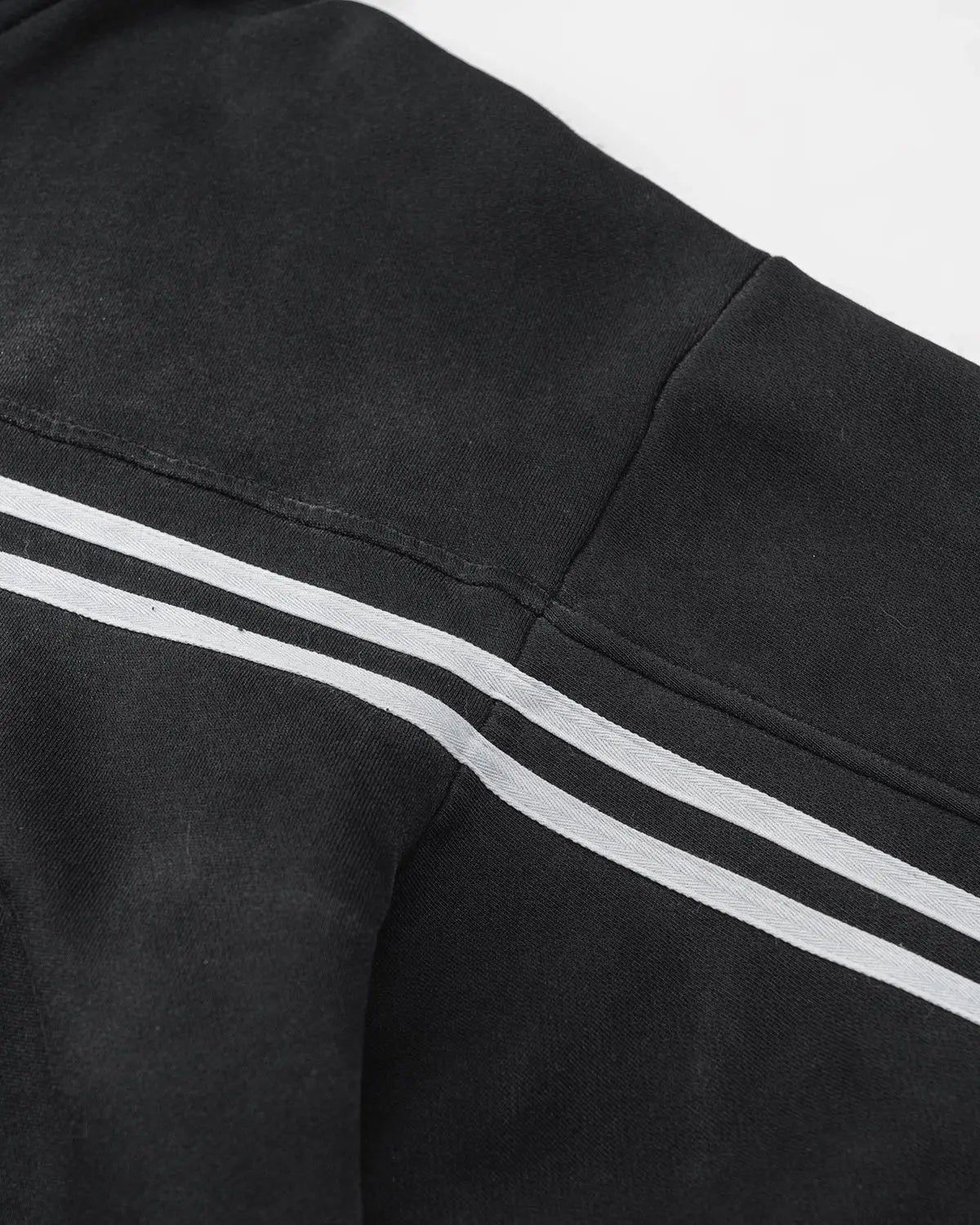 Inflation Streetwear striped acid wash zip-up hoodie with a front zipper, casual fit, and bold striped pattern.
