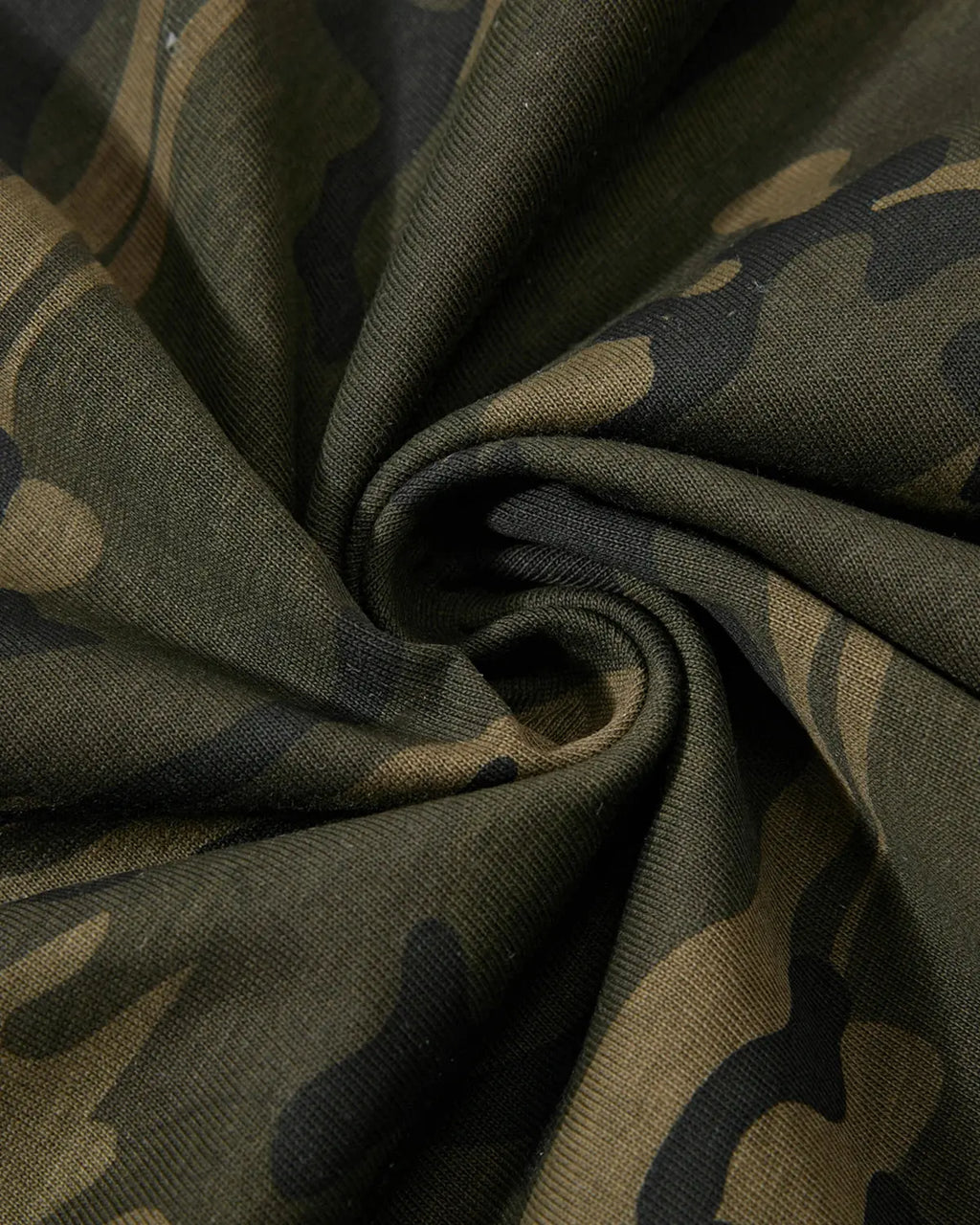 Camo script boxy T-shirt by INFLATION featuring camouflage print and relaxed fit, streetwear style, shown on a model.