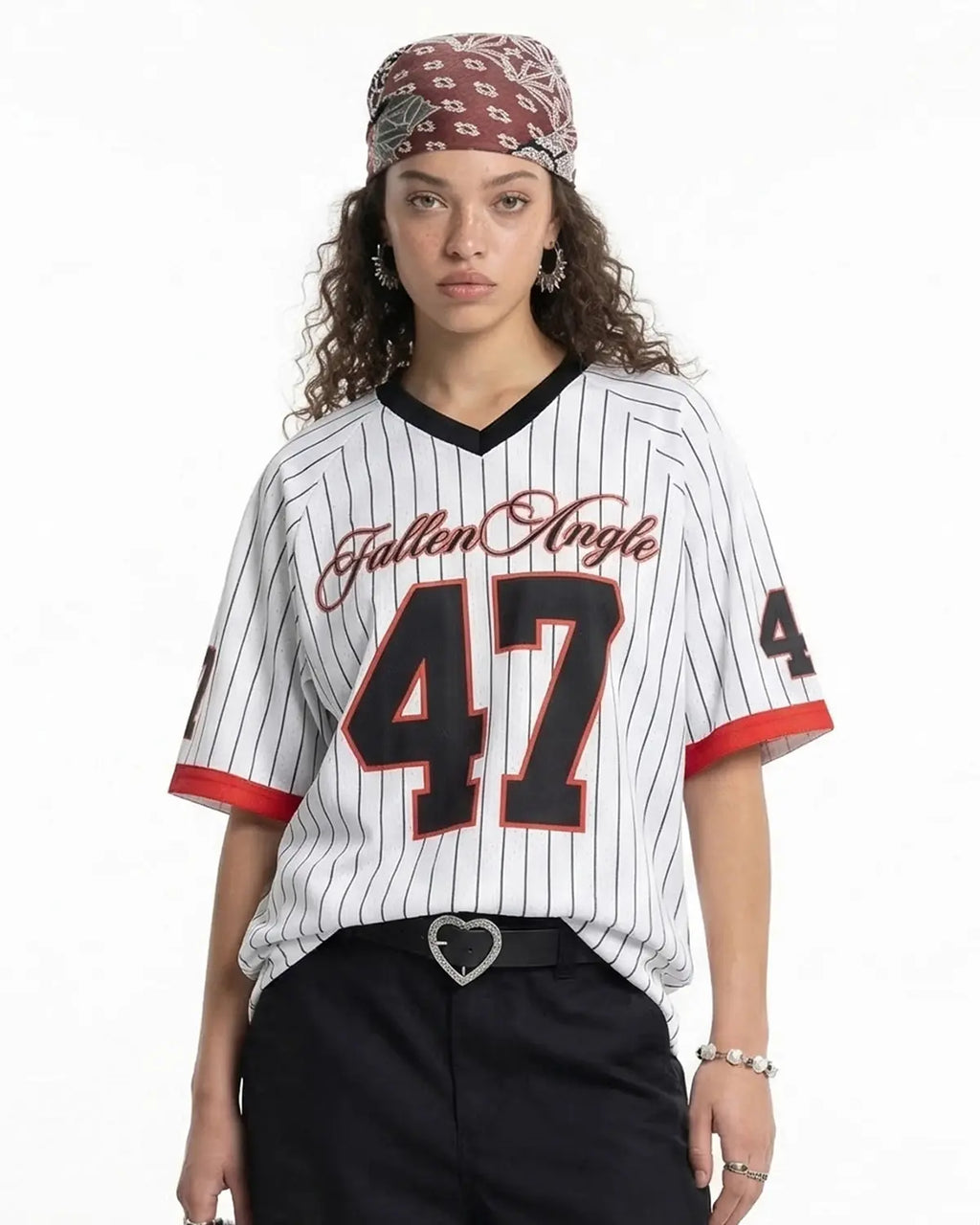 Pinstripe number mesh jersey by INFLATION Streetwear, featuring a sporty design with mesh fabric and bold pinstripe details.