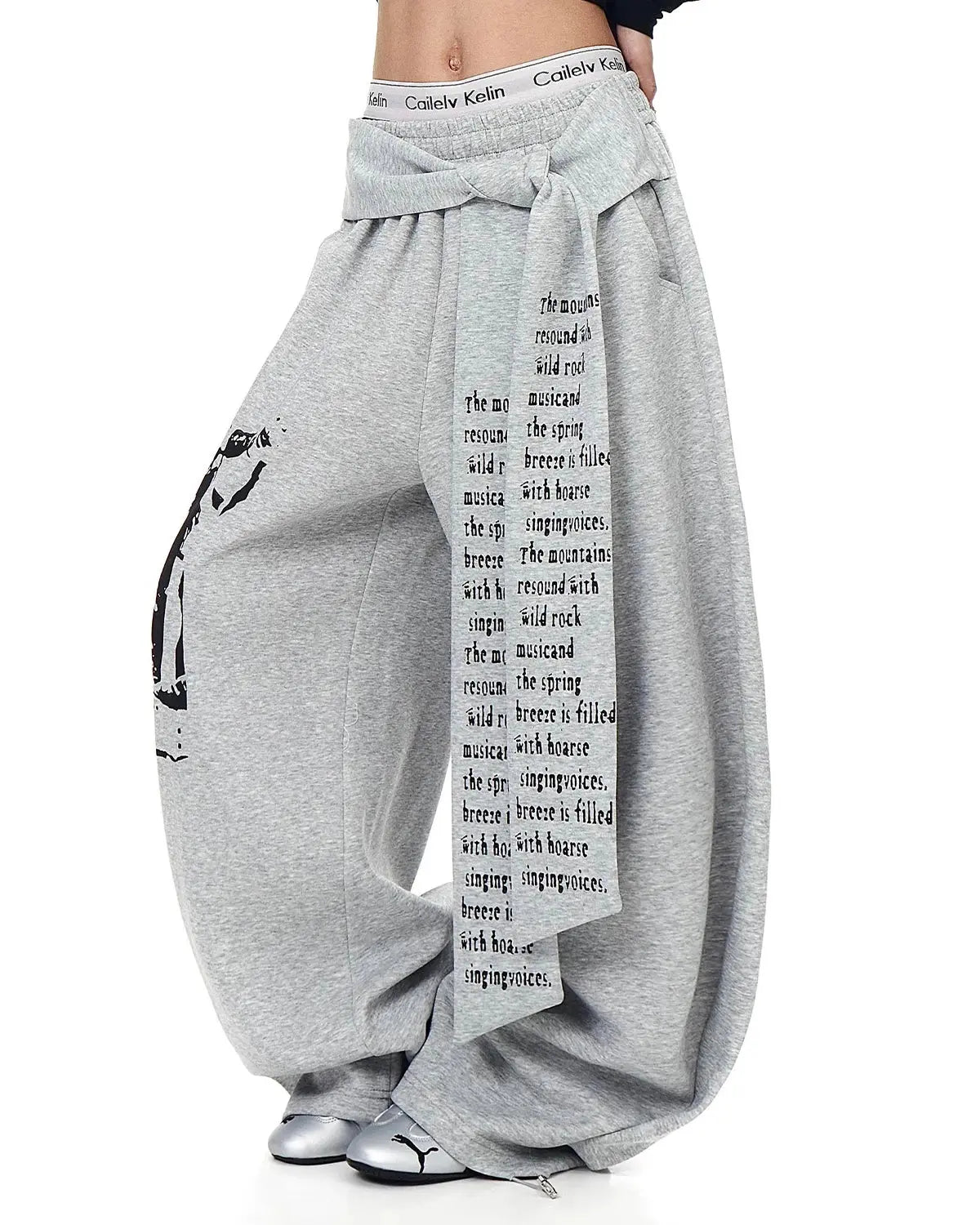 Inflation Streetwear graphic printing baggy sweatpants with bold design, relaxed fit, and streetwear style in black and white.