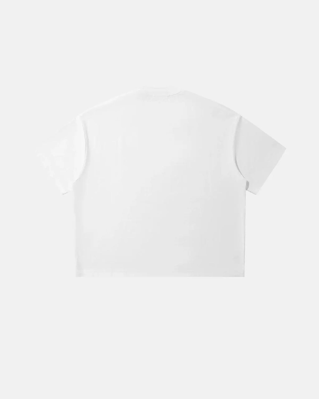 White Logo Boxy Tee by INFLATION, stylish streetwear shirt with bold logo design, casual fit, and comfortable fabric.