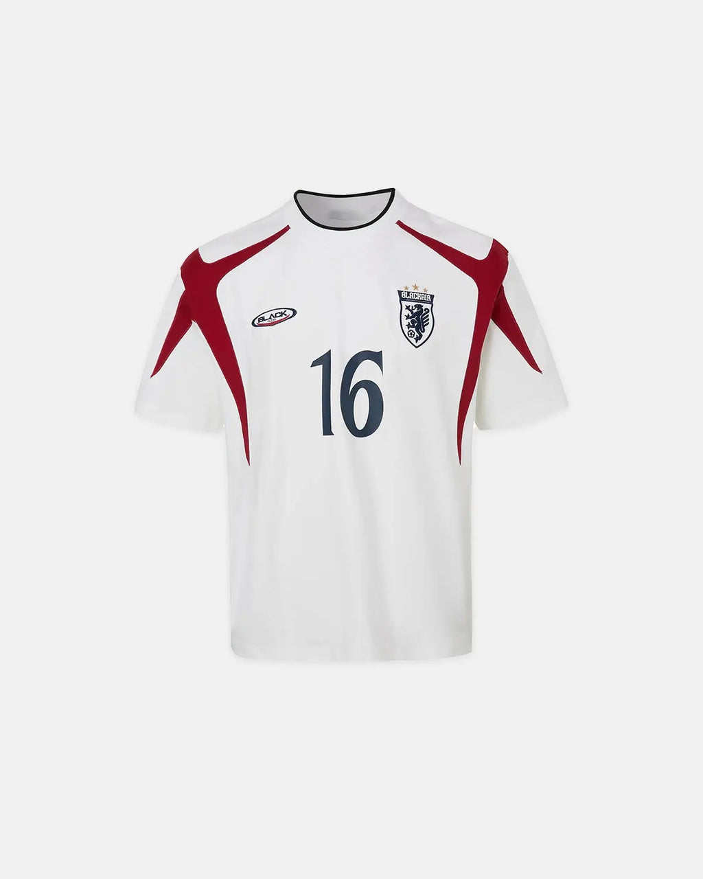 Inflation Streetwear retro color block embroidered jersey T-shirt featuring bold embroidery and vibrant color blocking design.