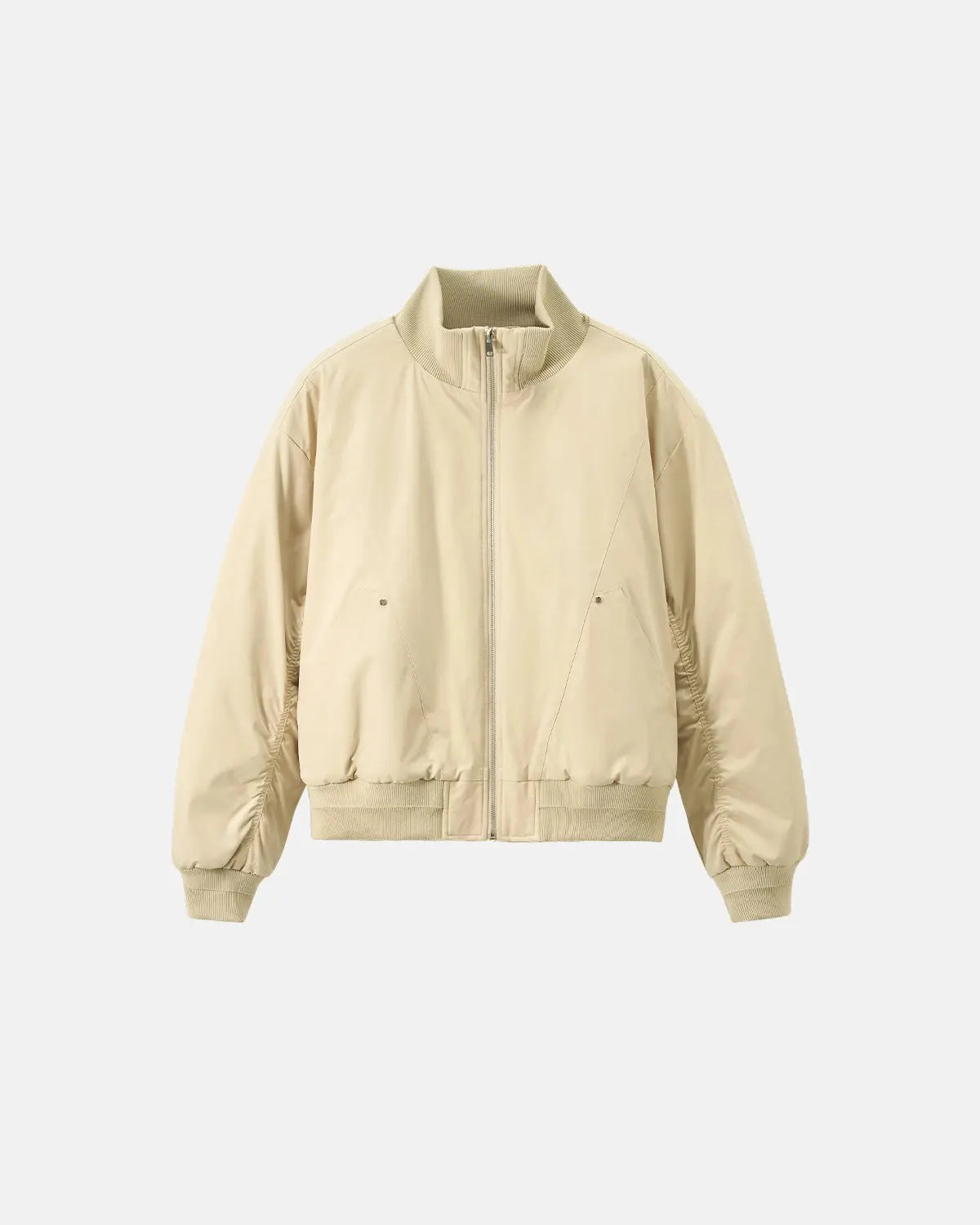 Inflation Cotton Padded Bomber Jacket with padded collar and zip closure, stylish streetwear design for casual wear.