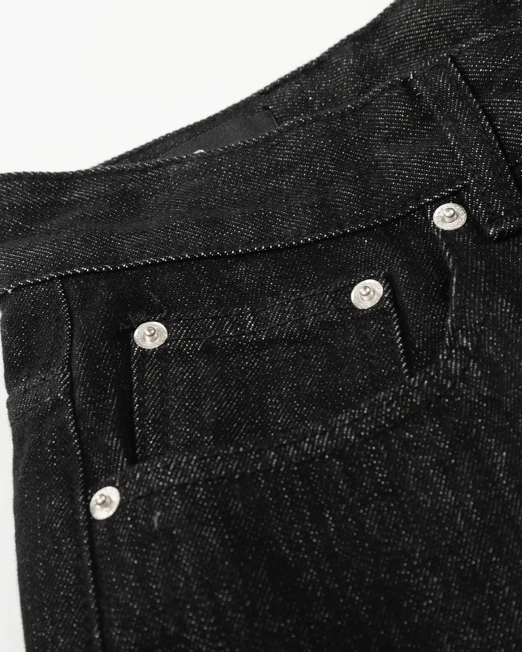 Inflation Raw Buttons Up Baggy Jeans with distressed details, relaxed fit, and raw button accents, styled for streetwear fashion.