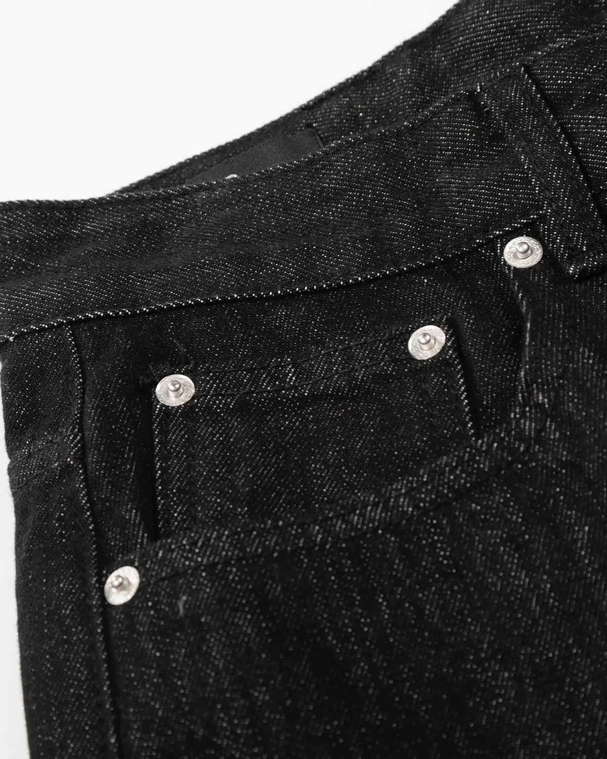 Inflation Raw Buttons Up Baggy Jeans with distressed details, relaxed fit, and raw button accents, styled for streetwear fashion.