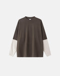Color block long sleeve T-shirt by INFLATION Streetwear featuring vibrant color blocking and a comfortable fit.