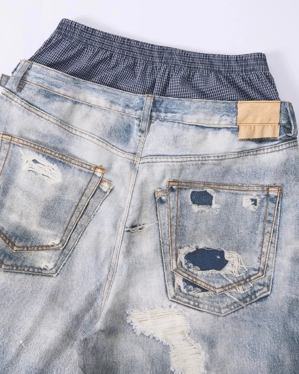 Layered digital print baggy jeans from INFLATION Streetwear, featuring a relaxed fit and bold design details.