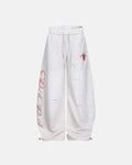 Vintage Washed Barrel Sweatpants by INFLATION, relaxed fit with faded denim look, shown on a person with casual streetwear style.