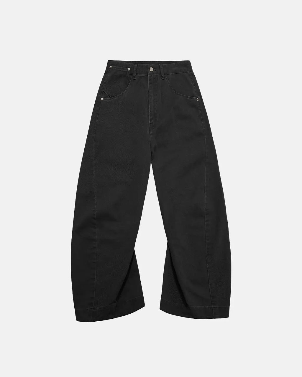 Inflation Stitching Flare Baggy Jeans with distressed details and wide-leg fit, casual streetwear style, shown on model.