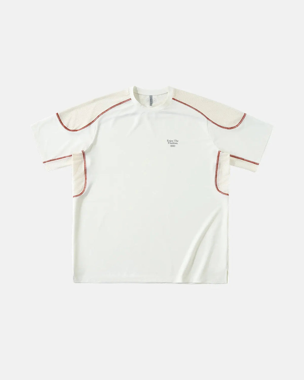 Inflation AirFlow Contrast Panel Breathable Tee featuring stylish panels, lightweight fabric, and casual streetwear design.