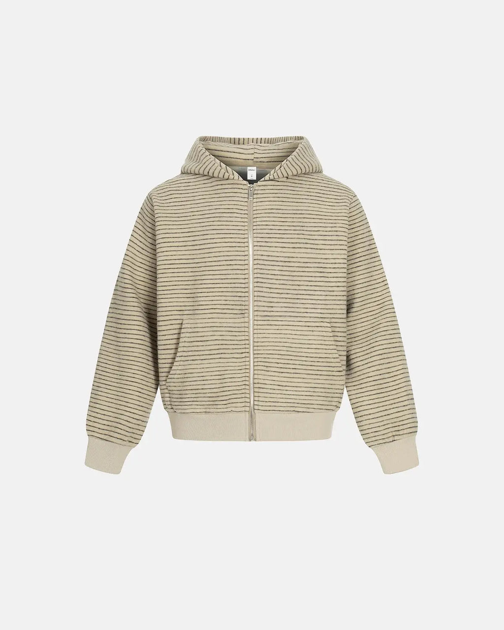 Inflation Streetwear retro striped zip-up hoodie featuring bold color stripes and a front zipper, casual streetwear style.