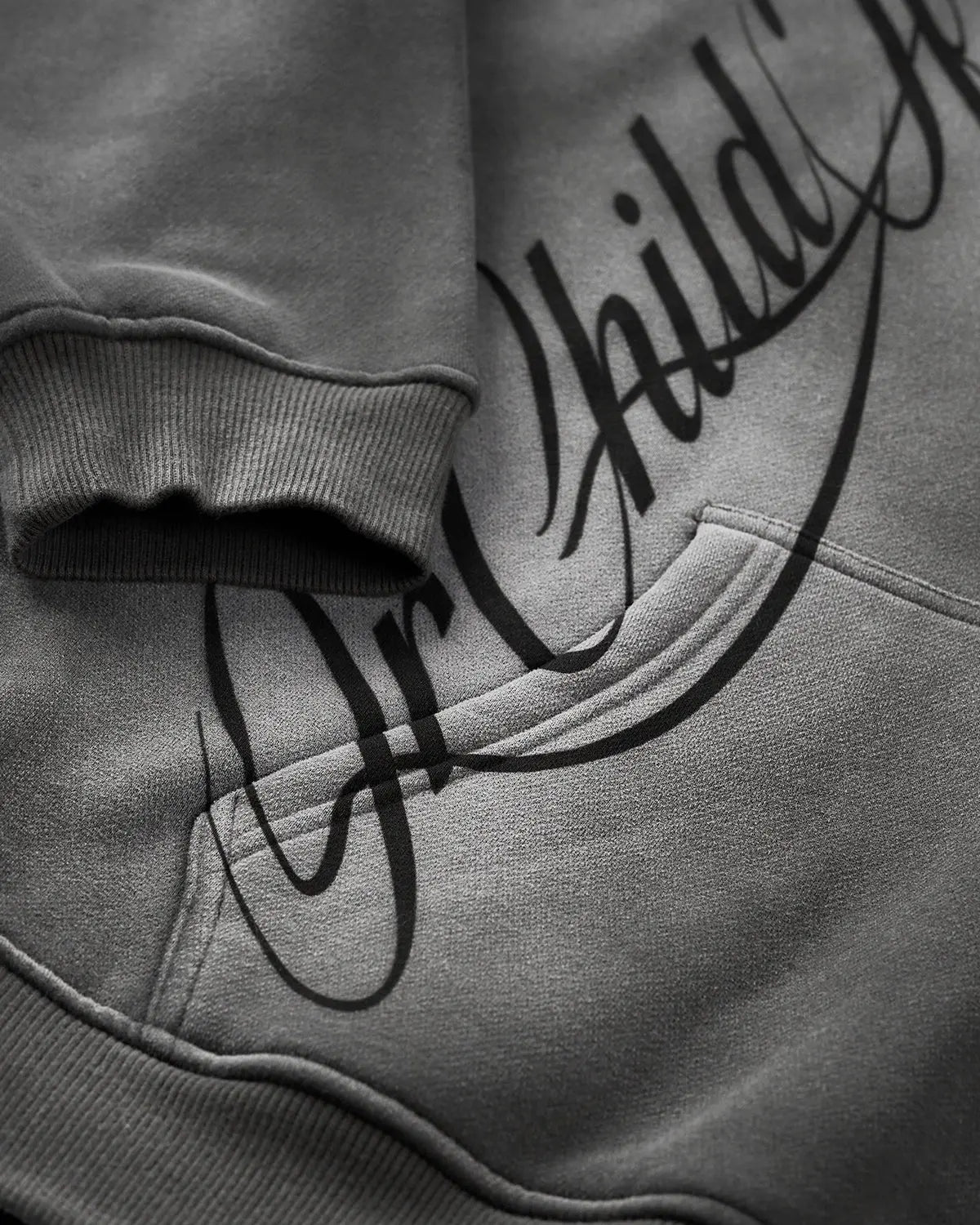 Inflation Streetwear acid wash zip-up hoodie with front pockets and adjustable drawstrings, casual streetwear style.