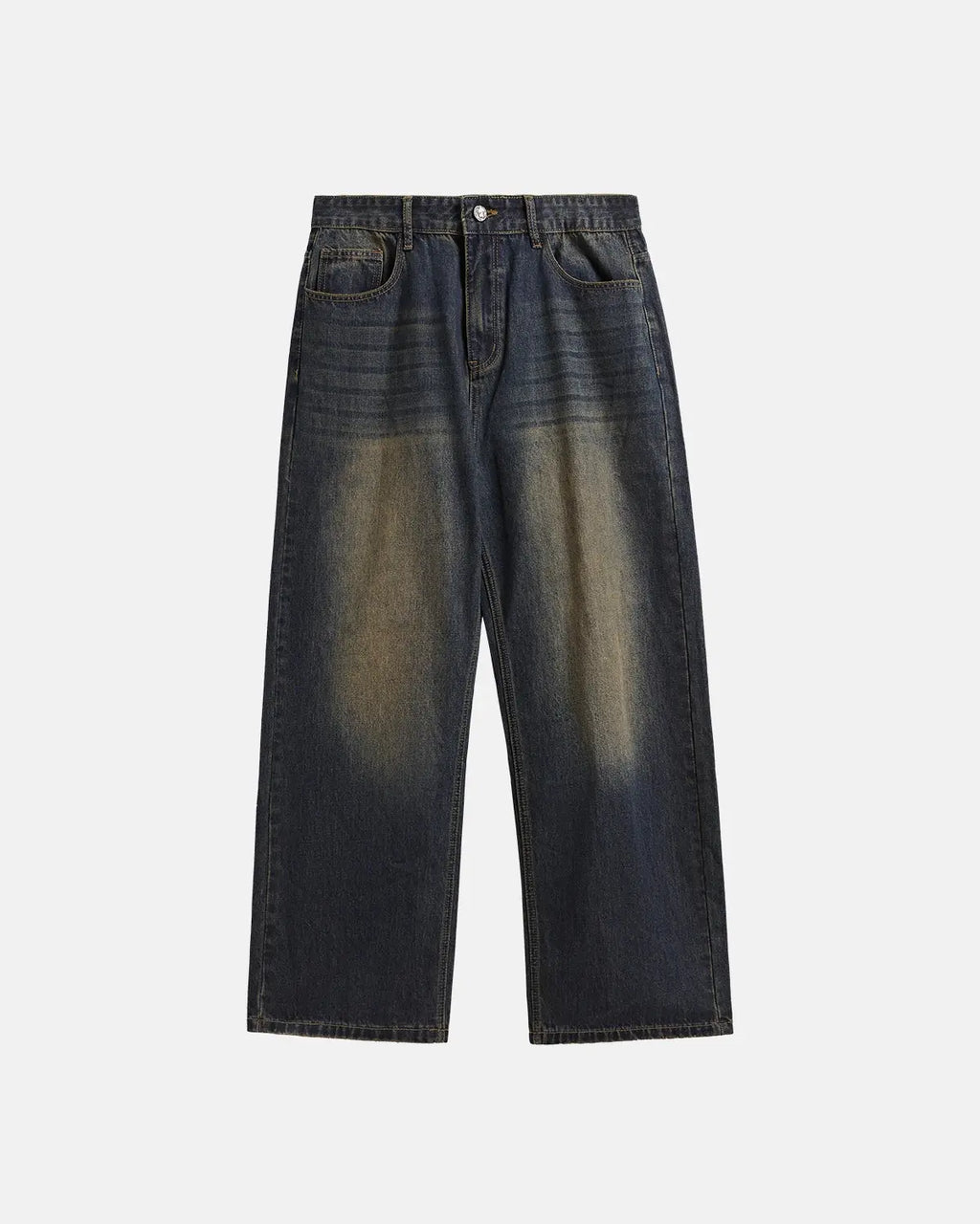 Inflation Monkey Wash Wide Leg Jeans featuring a relaxed fit, light blue denim with a high waist and casual streetwear style.