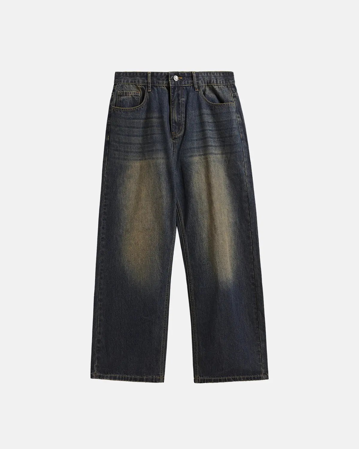 Inflation Monkey Wash Wide Leg Jeans featuring a relaxed fit, light blue denim with a high waist and casual streetwear style.