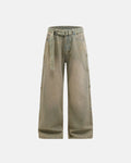 Beaded studded washed baggy jeans from INFLATION Streetwear, featuring a relaxed fit with decorative bead and stud accents on denim.