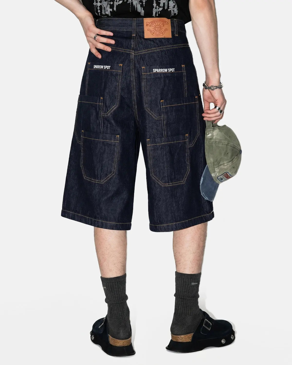 Inflation Streetwear Carpenter Raw Baggy Jorts denim pants with distressed details and relaxed fit, stylish streetwear fashion.