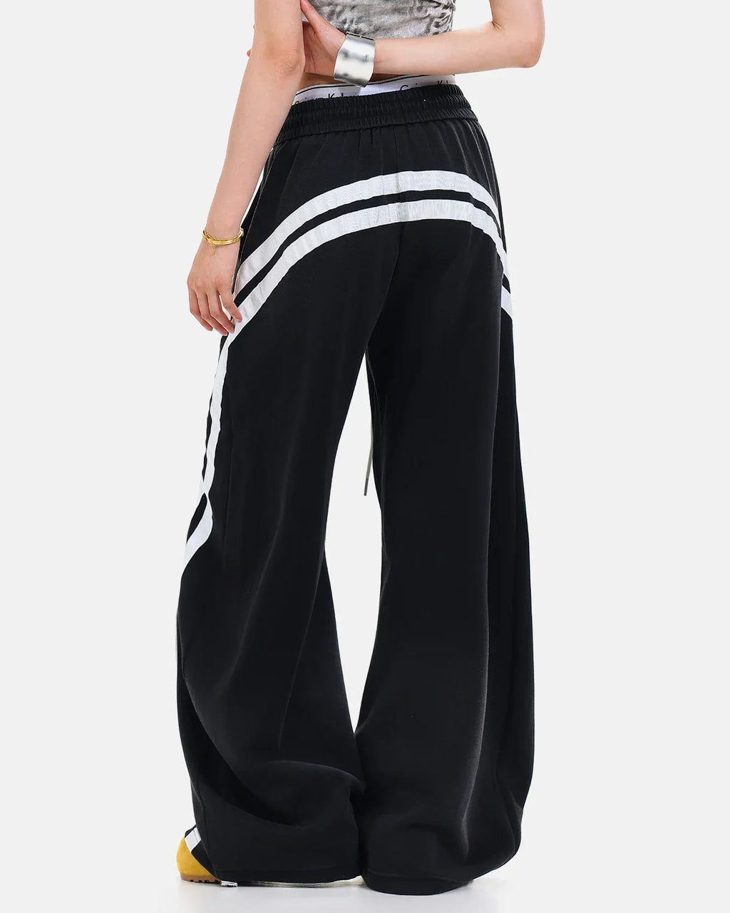 Inflation Streetwear washed stripe barrel sweatpants, casual pants with a relaxed fit and stripe design in soft, worn-in fabric.