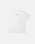 White cotton T-shirt with Inflation Streetwear logo, casual fit, front view showcasing soft fabric and minimalist design.
