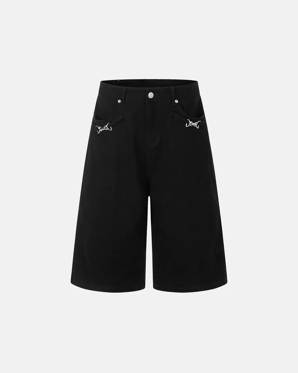 Inflation Back Buckle Longline Casual Shorts, stylish casual pants with back buckle design, in a relaxed streetwear style.