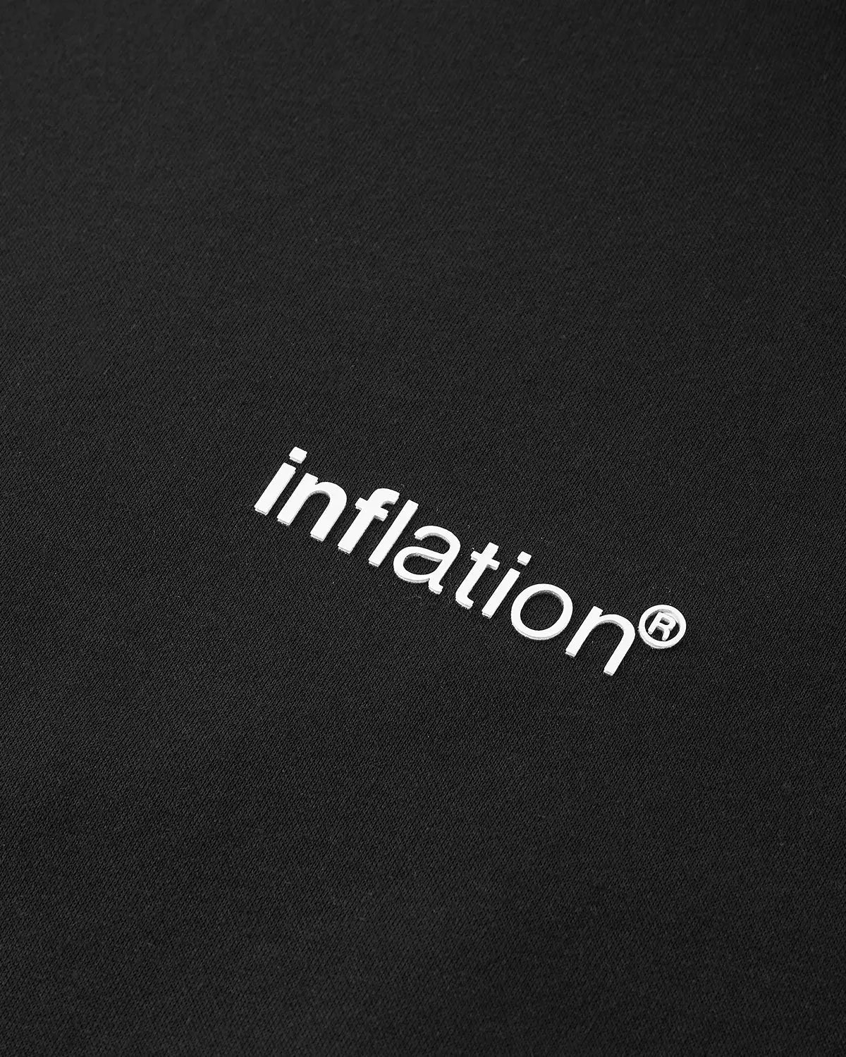 Inflation Streetwear logo cropped fleece hoodie with a relaxed fit and visible brand logo on the front.