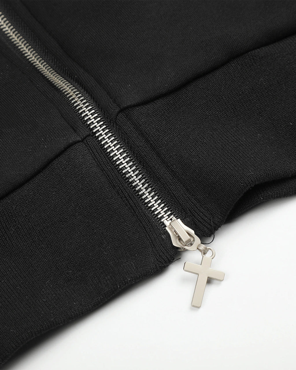 Inflation Streetwear braided embroidery boxy zip-up hoodie with front zipper and detailed embroidery visible in the image.