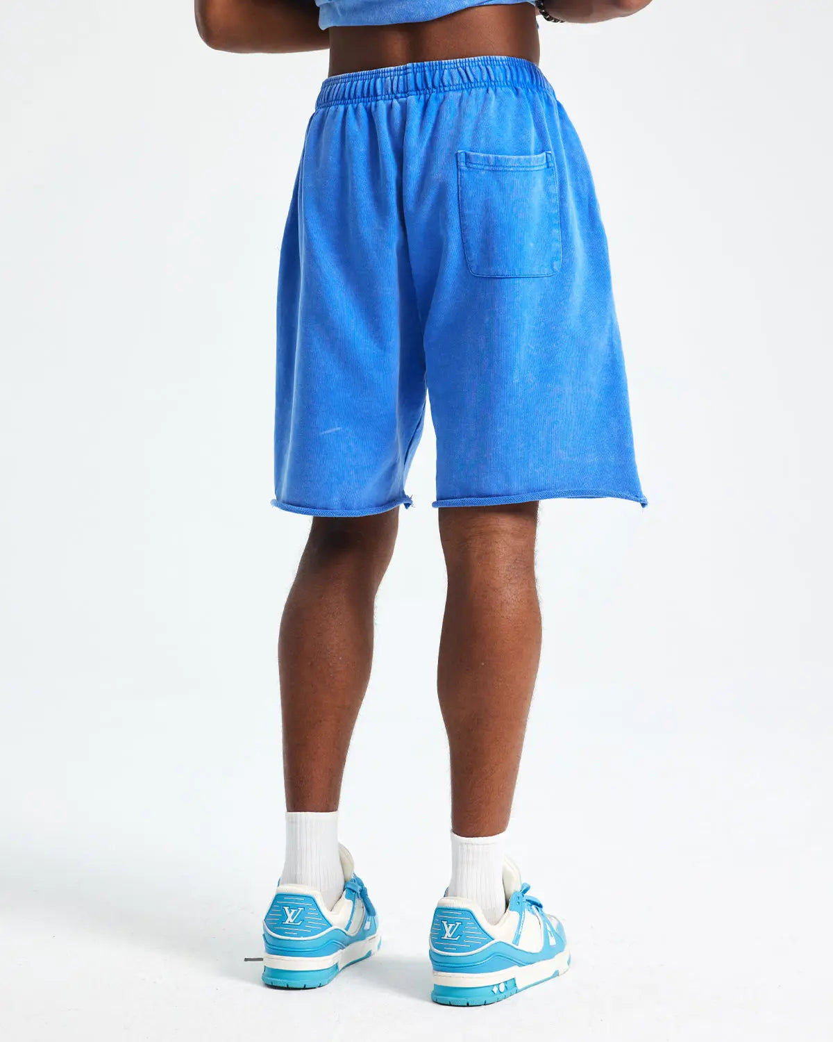 Inflation Heavyweight Washed Sweat Shorts, casual men's pants with a relaxed fit and distressed wash, made for streetwear style.