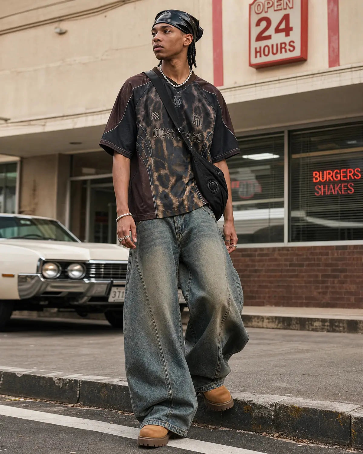 Inflation Super Barrel Baggy Jeans, wide-leg streetwear pants with relaxed fit, in dark denim with oversized silhouette.