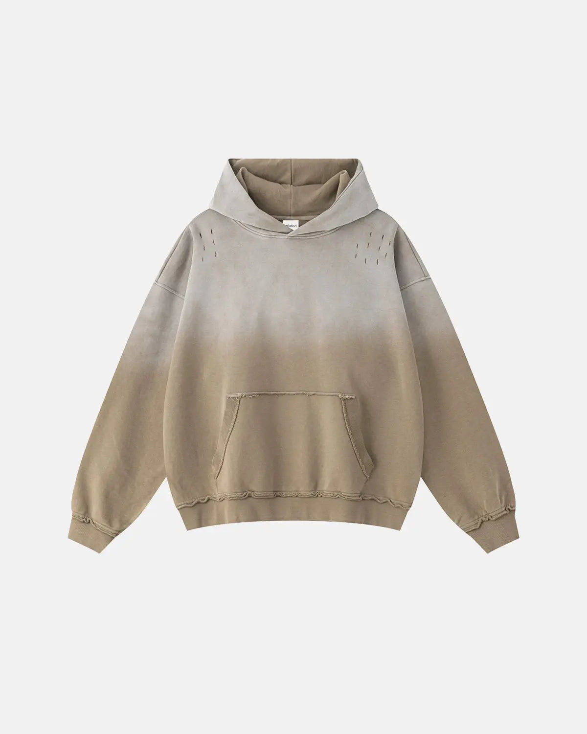 Inflation Streetwear Monkey Wash Ripped Hoodie with distressed fabric and casual fit, featuring a playful monkey graphic design.