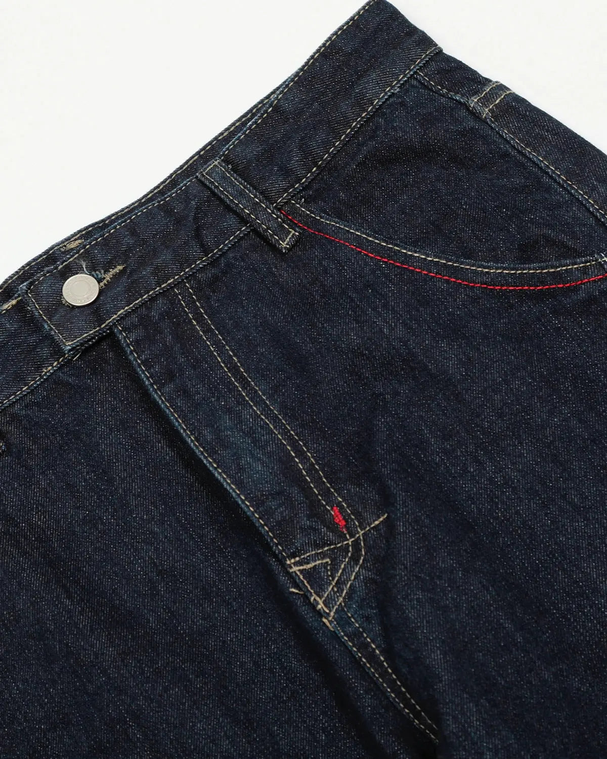 Raw blue deconstructed baggy jeans by INFLATION Streetwear, featuring loose fit and distressed detailing.