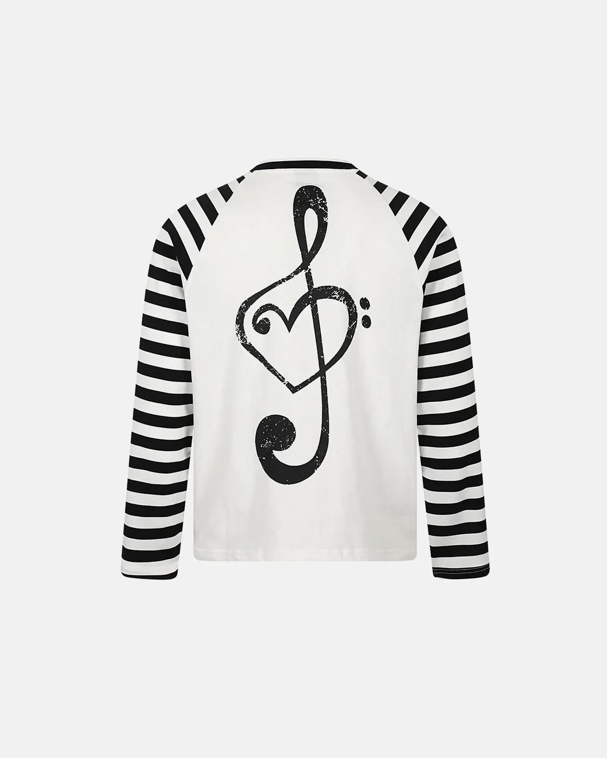Inflation Streetwear music graphic striped long sleeve T-shirt featuring bold music-themed print on a casual fit shirt.
