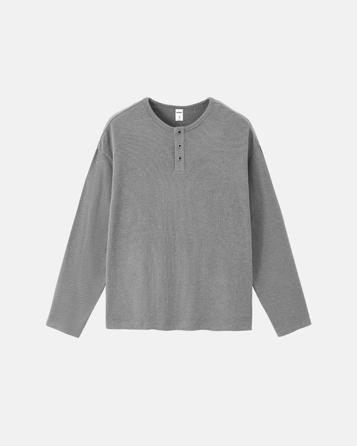 Inflation Streetwear Henley collar long sleeve T-shirt in a stylish, casual design with a comfortable fit.