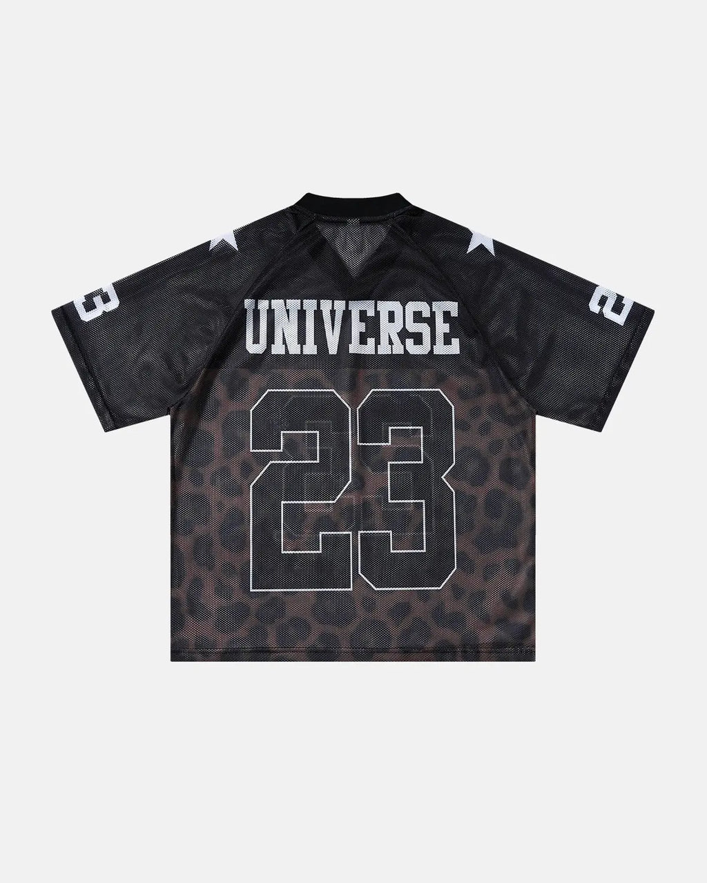 Inflation Streetwear Number 23 Leopard Mesh Jersey featuring a bold leopard print design and breathable mesh fabric.