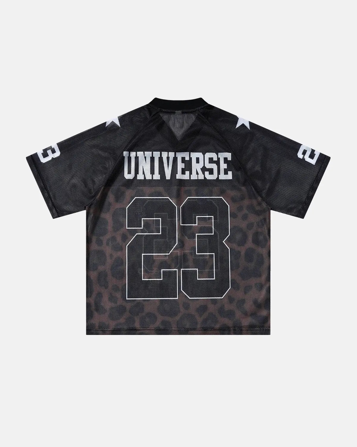 Inflation Streetwear Number 23 Leopard Mesh Jersey featuring a bold leopard print design and breathable mesh fabric.
