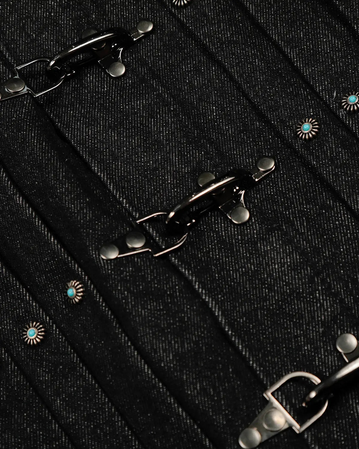 Raw Clasp Denim Jacket by INFLATION, stylish blue denim jacket with raw clasp details, casual streetwear style.