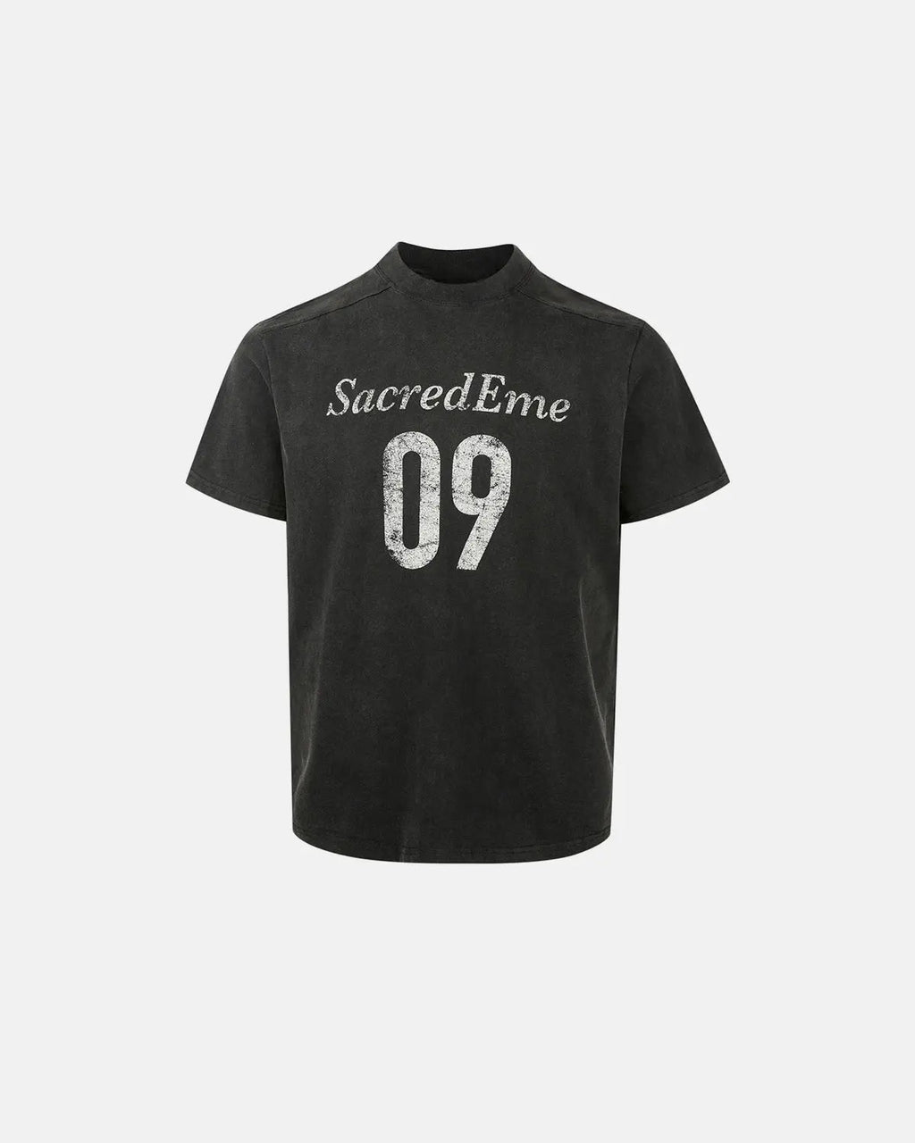 Inflation Streetwear distressed spray wash graphic t-shirt with faded print and vintage style, casual streetwear look.