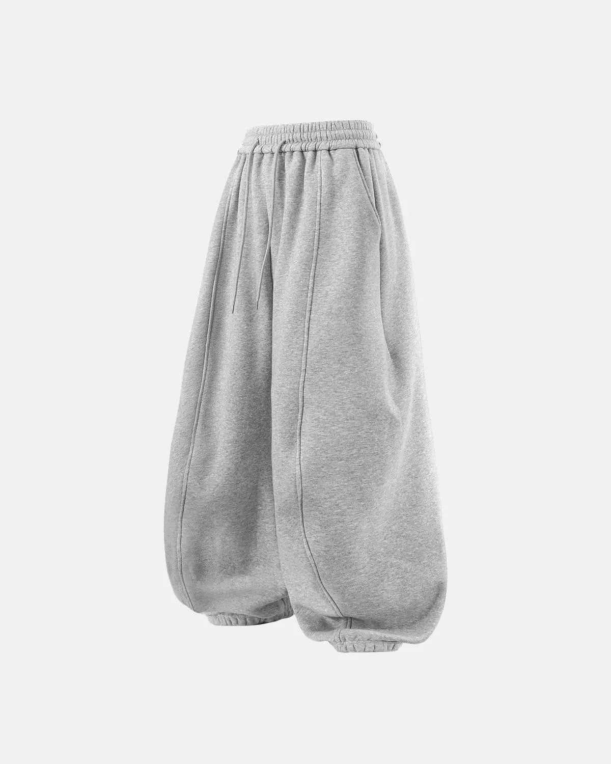 Grey baggy jogger sweatpants from Inflation Streetwear featuring a relaxed fit and elastic waistband.