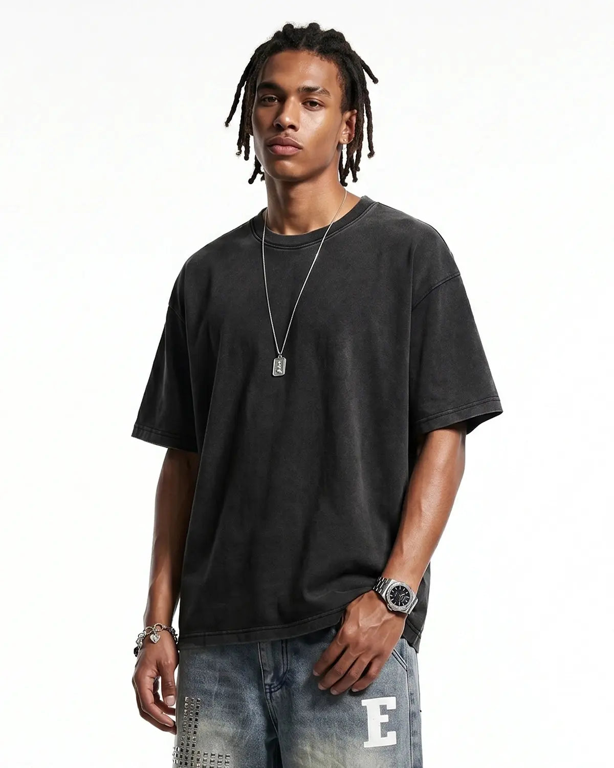 Inflation Heavyweight Oversized Washed Tee, casual streetwear shirt with a relaxed fit and vintage washed finish, displayed flat.