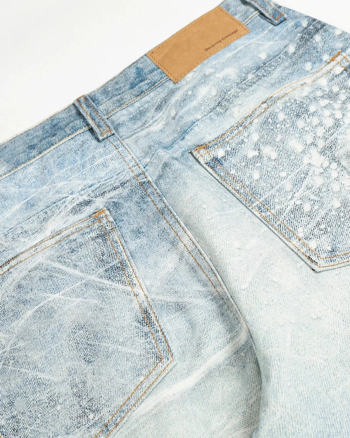 Inflation Rhinestone Lightning Baggy Barrel Jeans with rhinestone details and a relaxed streetwear fit, displayed on a mannequin.