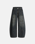 Vintage leopard print barrel jeans from INFLATION Streetwear, showcasing the bold leopard pattern and relaxed fit.