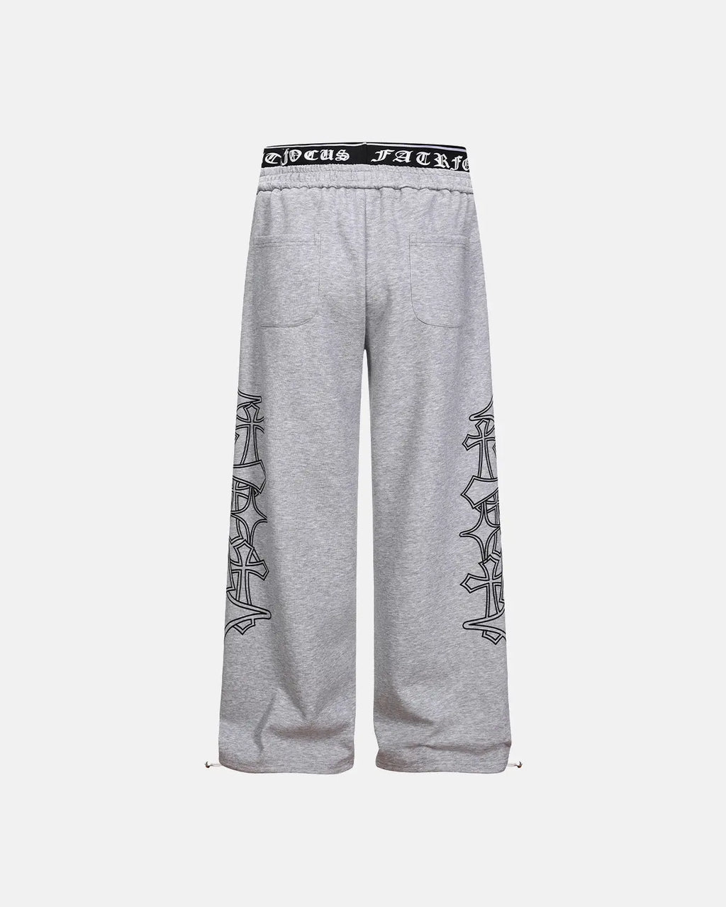Gothic layered baggy sweatpants by INFLATION with dark style, loose fit, and layered design, perfect for streetwear fashion.