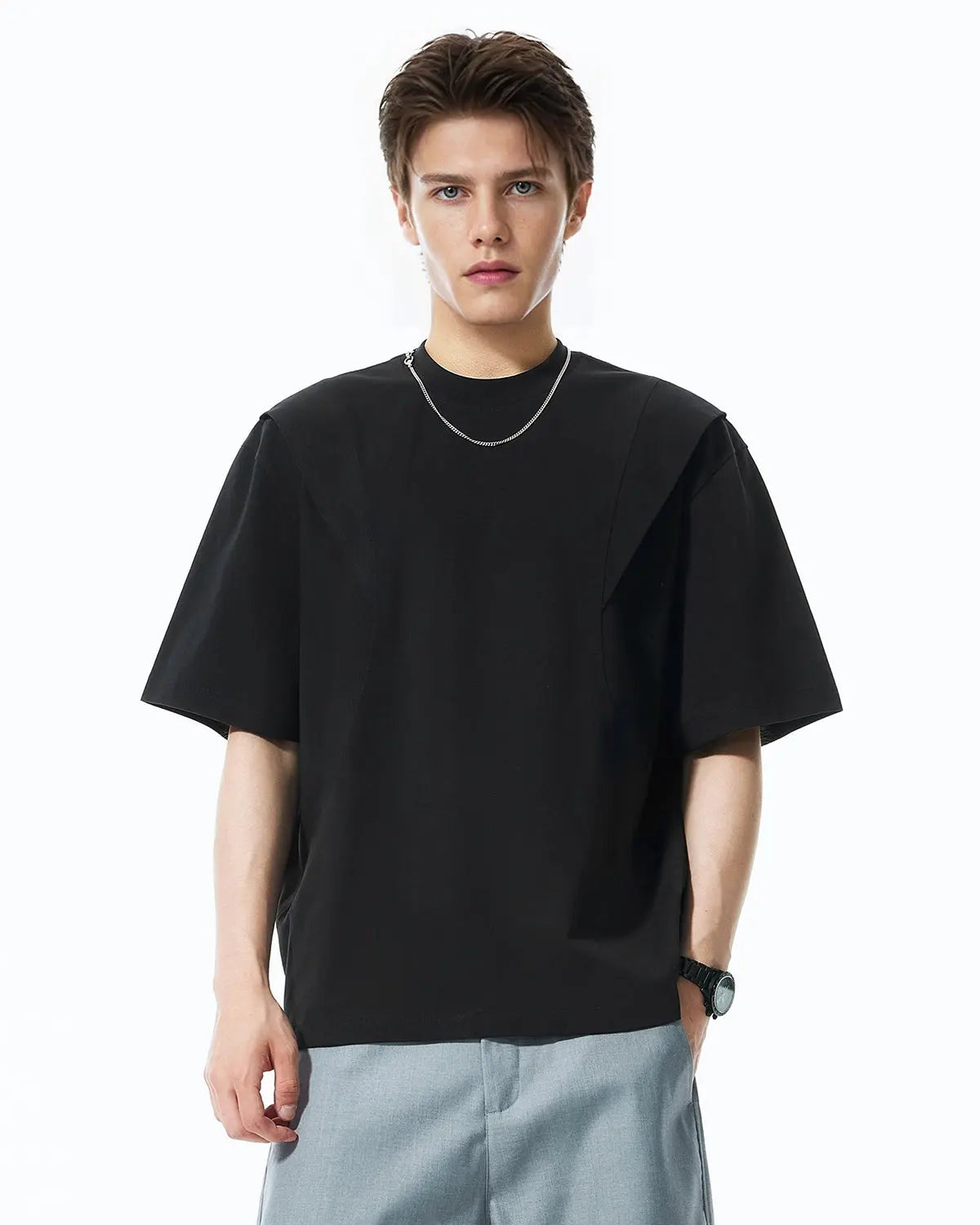 Deconstructed oversized T-shirt from Inflation Streetwear featuring a relaxed fit and casual, trendy style.
