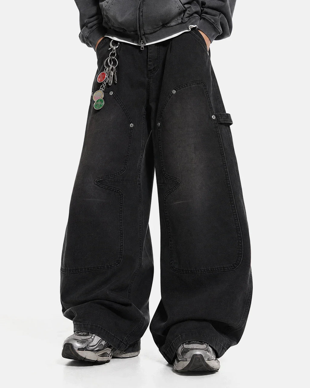 Washed Barrel Cargo Pants by INFLATION, stylish streetwear with large cargo pockets and a relaxed fit, shown in a washed fabric finish.