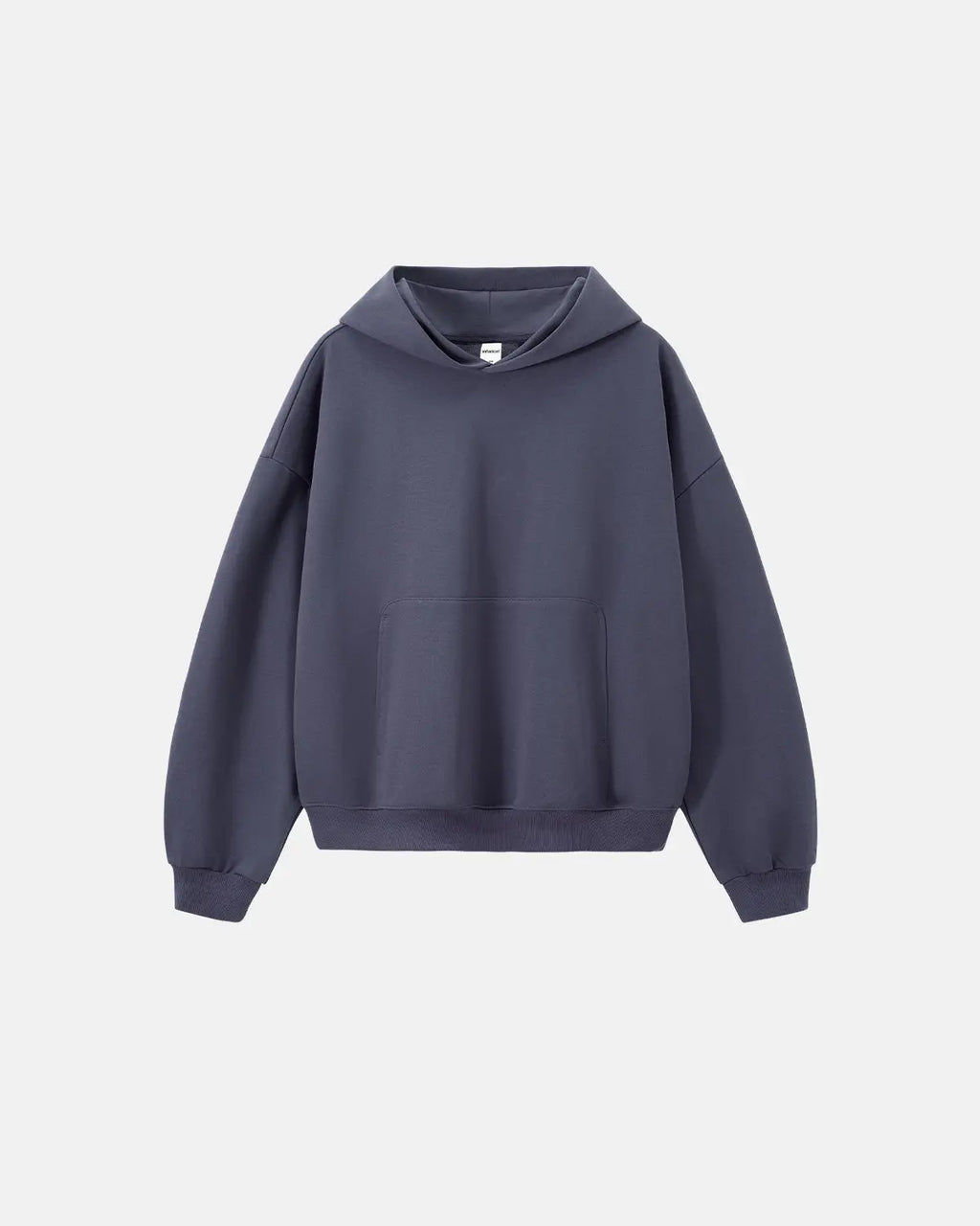 Blank boxy fit French Terry hoodie by INFLATION streetwear, featuring a relaxed fit and soft fabric in a neutral color.