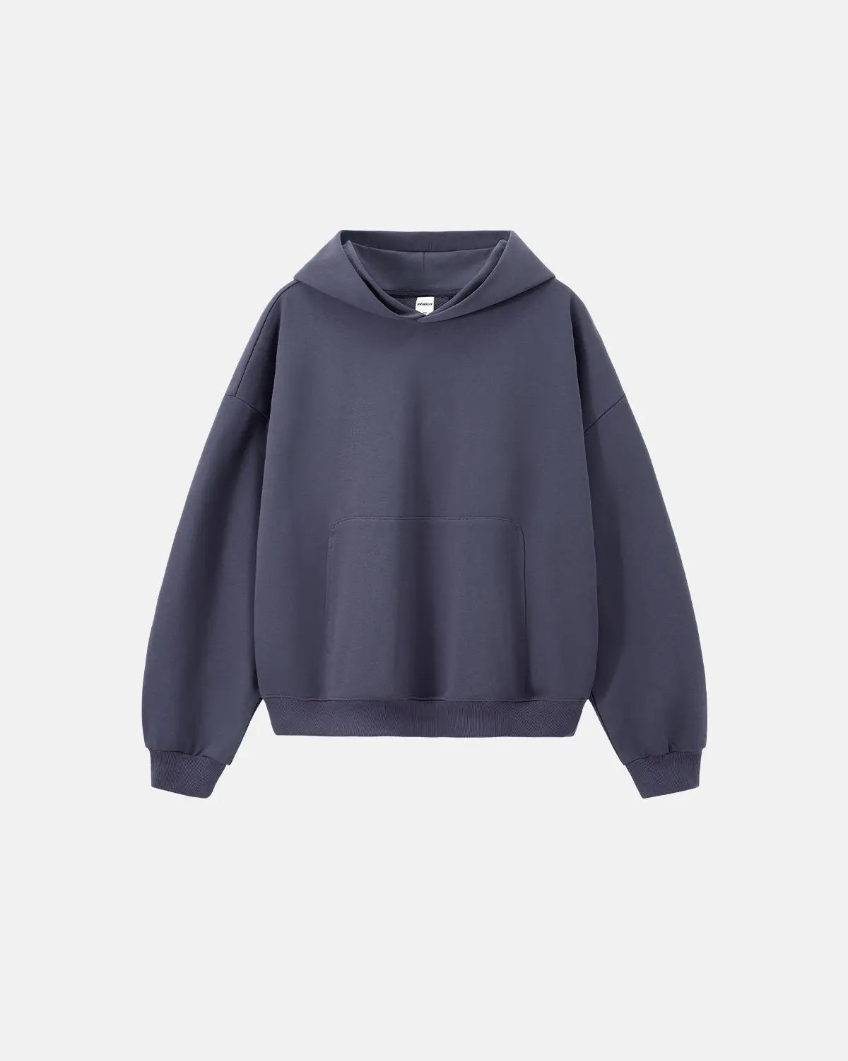 Blank boxy fit French Terry hoodie by INFLATION streetwear, featuring a relaxed fit and soft fabric in a neutral color.