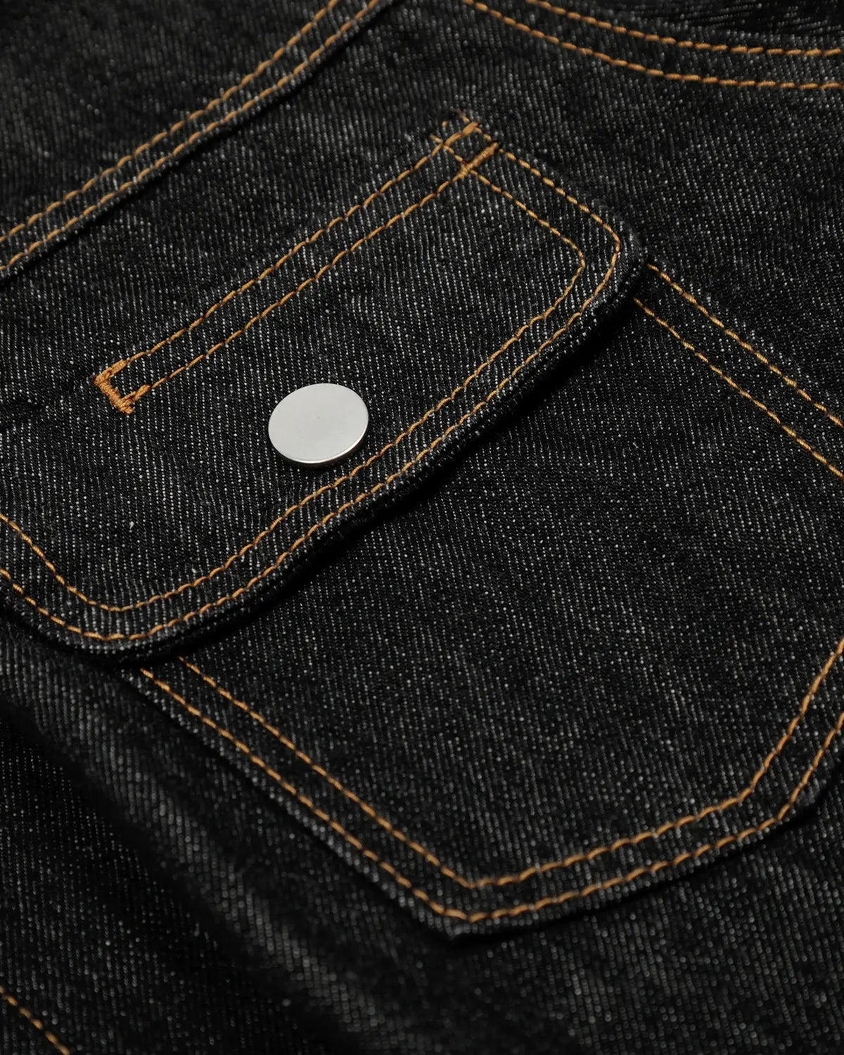 Black multi-pockets denim jacket by INFLATION featuring a stylish streetwear design with multiple front pockets.