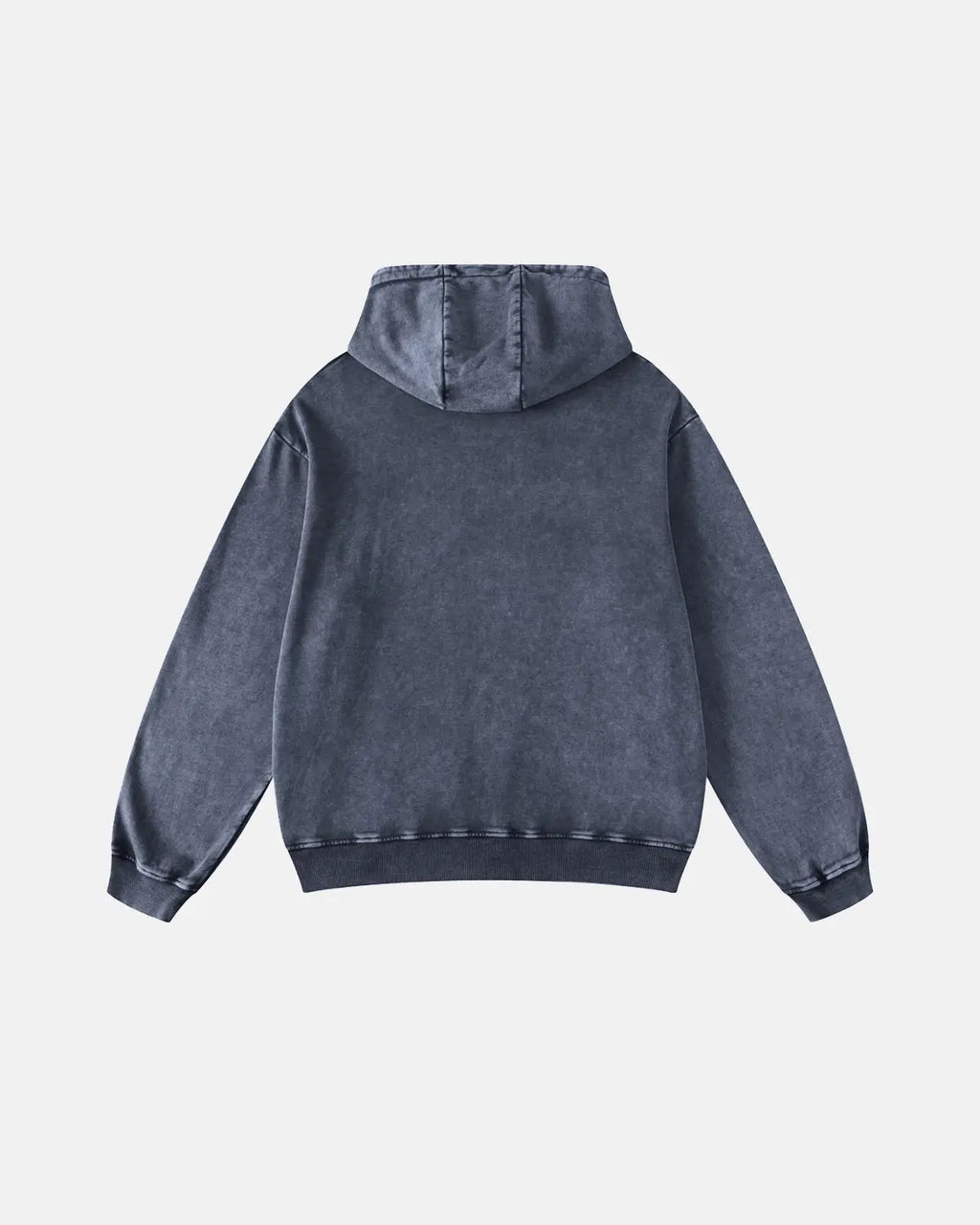 Acid washed French terry hoodie from INFLATION Streetwear, showcasing a relaxed fit with distressed fabric and casual style.