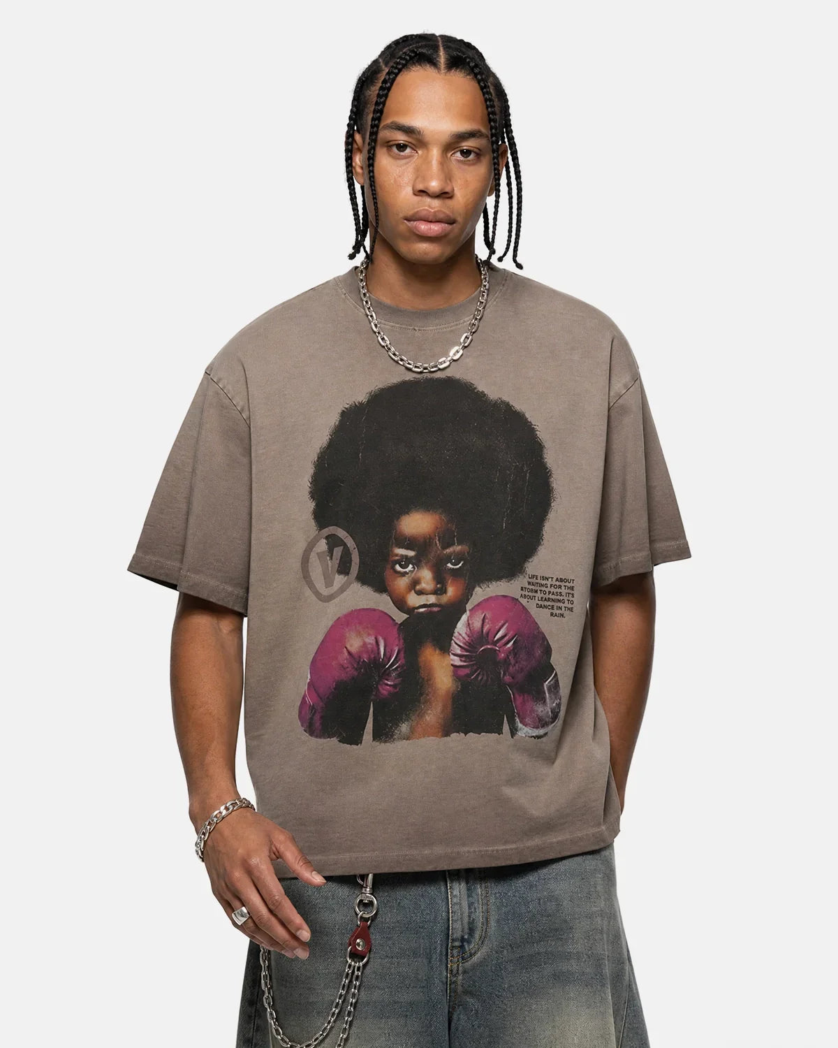 Vintage Graphic Oversize T-shirt by INFLATION featuring bold retro-inspired print and relaxed fit, displayed on a neutral background.