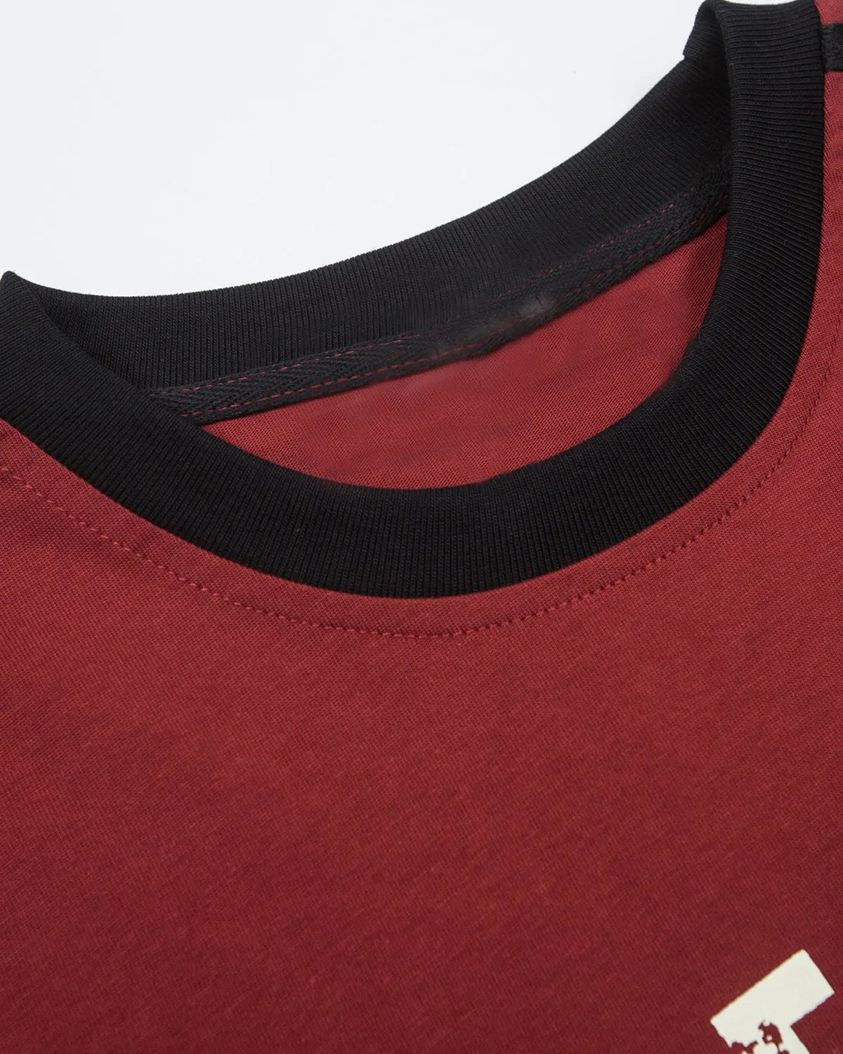 Inflation Streetwear retro letter print layered stripe T-shirt featuring bold, colorful design and casual fit.